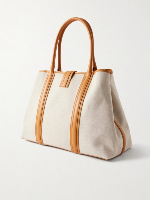 Nox Leather-Trimmed Linen Tote Bag - BK Nox Leather-Trimmed Linen Tote Bag - BK