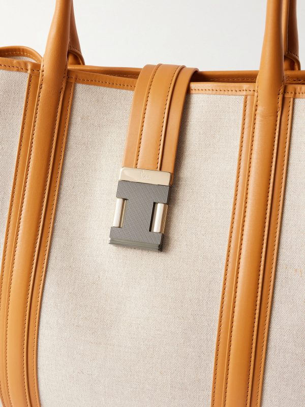 Nox Leather-Trimmed Linen Tote Bag - CU Nox Leather-Trimmed Linen Tote Bag - CU