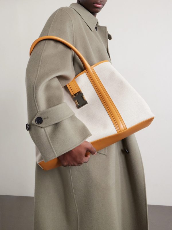Nox Leather-Trimmed Linen Tote Bag - FR Nox Leather-Trimmed Linen Tote Bag - FR
