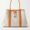 Nox Leather-Trimmed Linen Tote Bag Nox Leather-Trimmed Linen Tote Bag