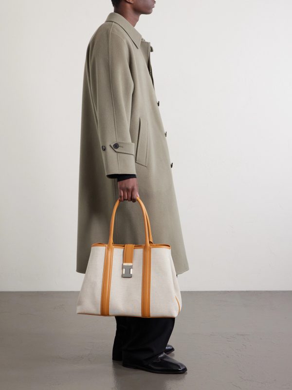 Nox Leather-Trimmed Linen Tote Bag - OU Nox Leather-Trimmed Linen Tote Bag - OU
