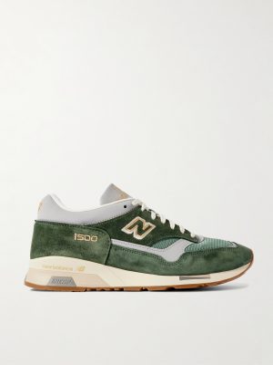 1500 Leather-Trimmed Suede and Mesh Sneakers 1500 Leather-Trimmed Suede and Mesh Sneakers
