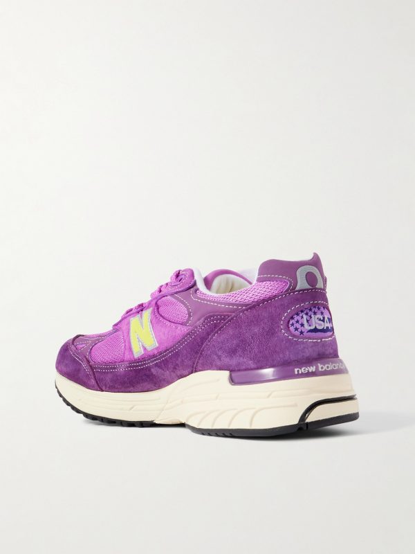 993 MiUSA Leather-Trimmed Mesh and Suede Sneakers - BK