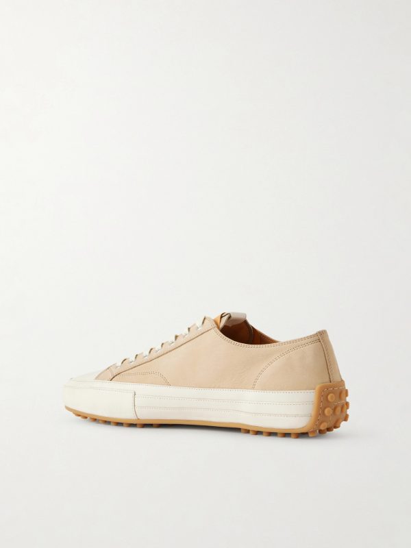 Cassetta Leather-Trimmed Nubuck Sneakers - BK