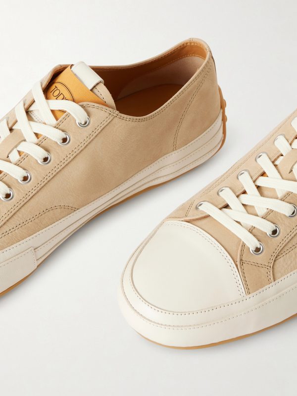 Cassetta Leather-Trimmed Nubuck Sneakers - CU