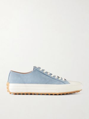Cassetta Leather-Trimmed Nubuck Sneakers Cassetta Leather-Trimmed Nubuck Sneakers