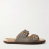 Buckled Suede Sandals