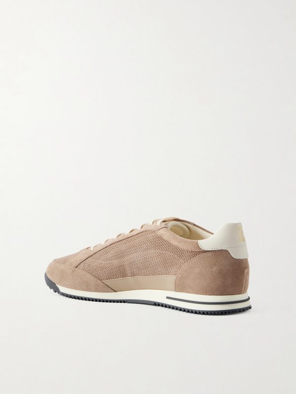 Leather-Trimmed Suede Sneakers - BK Leather-Trimmed Suede Sneakers - BK