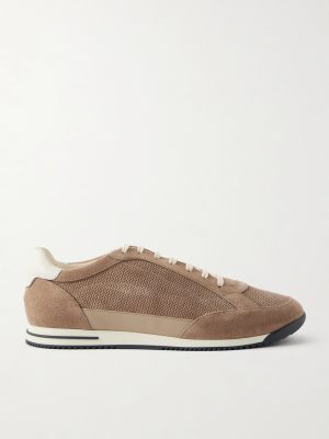 Leather-Trimmed Suede Sneakers Leather-Trimmed Suede Sneakers
