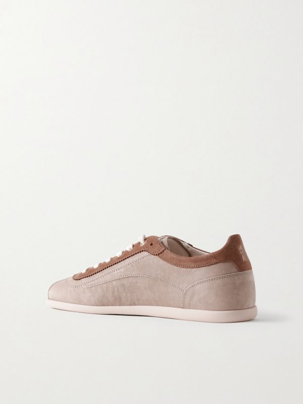Suede-Trimmed Leather Sneakers - BK Suede-Trimmed Leather Sneakers - BK