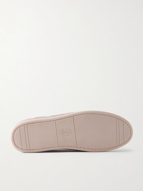 Suede-Trimmed Leather Sneakers - E1 Suede-Trimmed Leather Sneakers - E1