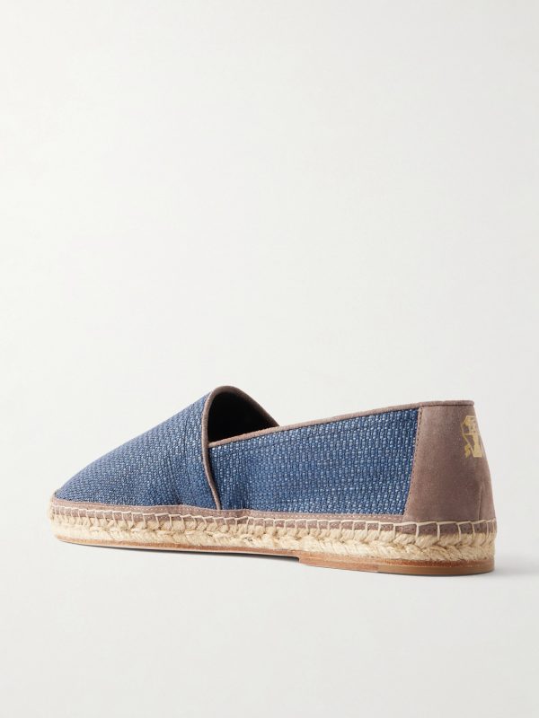 Suede-Trimmed Raffia Espadrilles - BK