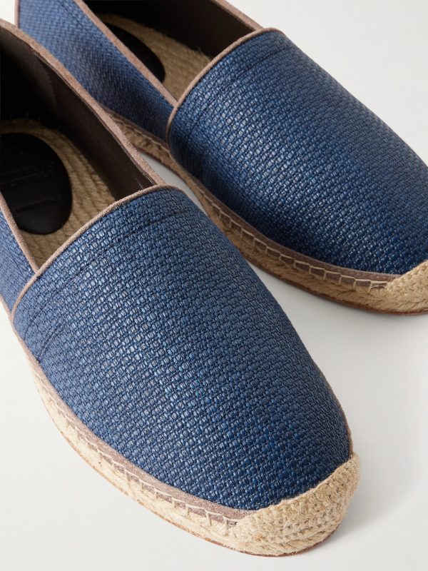 Suede-Trimmed Raffia Espadrilles - CU
