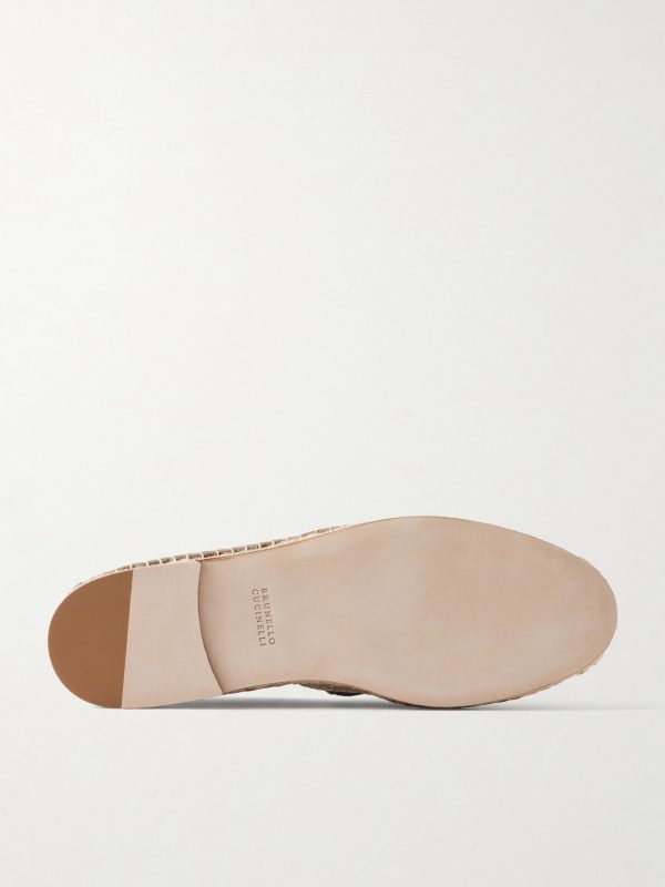 Suede-Trimmed Raffia Espadrilles - E1