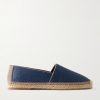 Suede-Trimmed Raffia Espadrilles