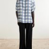 Camp-Collar Checked Poplin Shirt - BK