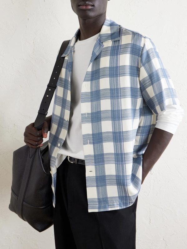 Camp-Collar Checked Poplin Shirt - CU