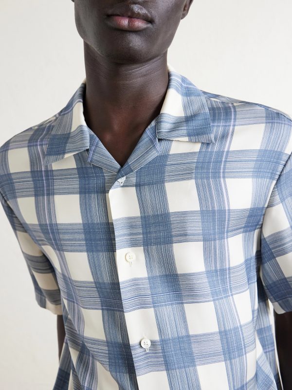 Camp-Collar Checked Poplin Shirt - E1