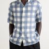 Camp-Collar Checked Poplin Shirt - FR