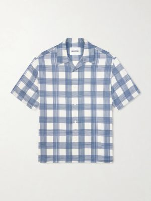 Camp-Collar Checked Poplin Shirt Camp-Collar Checked Poplin Shirt