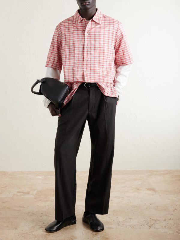 Checked Silk-Blend Shirt - OU Checked Silk-Blend Shirt - OU