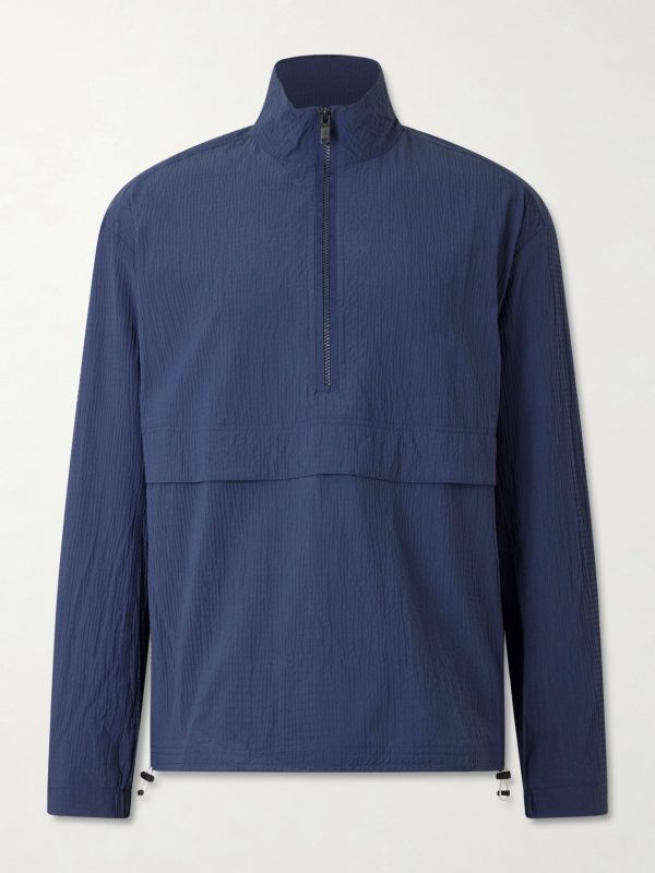 Courtside Textured-Shell Half-Zip Jacket
