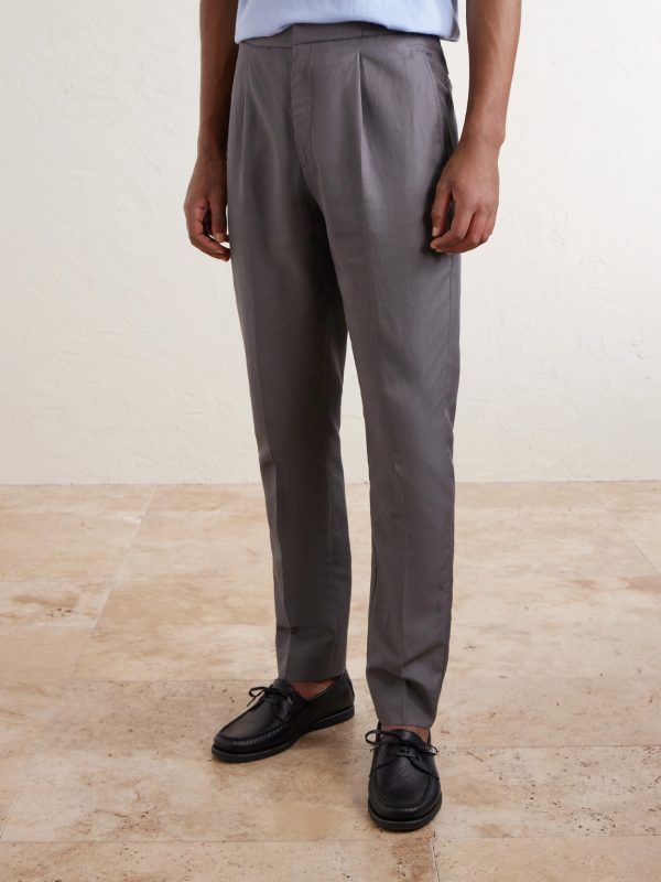 Drew Tapered Pleated Lyocell, Linen and Cotton-Blend Trousers - FR Drew Tapered Pleated Lyocell, Linen and Cotton-Blend Trousers - FR