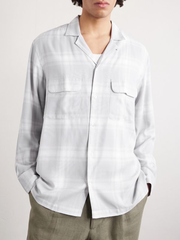 Leto Camp-Collar Checked Twill Shirt - FR