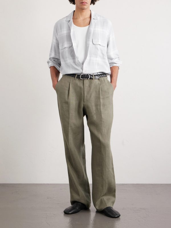 Leto Camp-Collar Checked Twill Shirt - OU