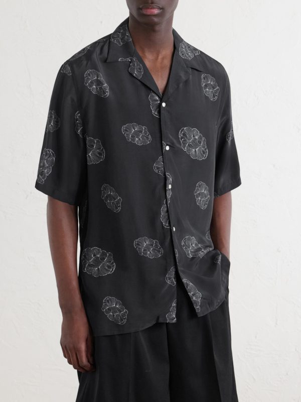 Eren Camp-Collar Sateen Printed Shirt - FR Eren Camp-Collar Sateen Printed Shirt - FR