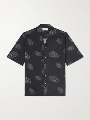Eren Camp-Collar Sateen Printed Shirt