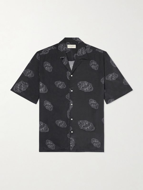 Eren Camp-Collar Sateen Printed Shirt Eren Camp-Collar Sateen Printed Shirt