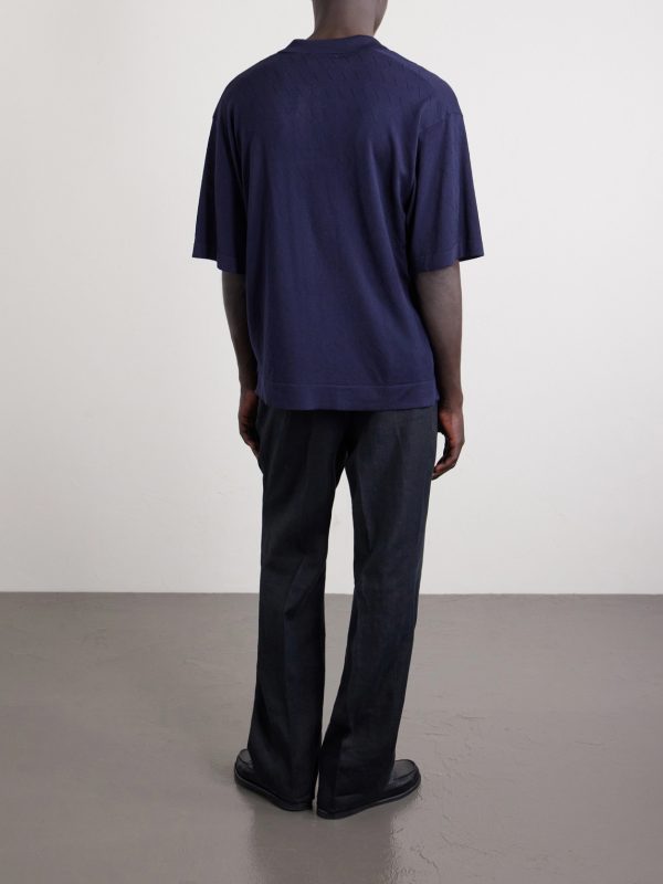 Pele Jacquard-Knit Lyocell and Wool-Blend Polo Shirt - BK