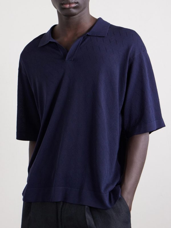 Pele Jacquard-Knit Lyocell and Wool-Blend Polo Shirt - FR