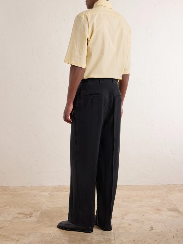 Nash Wide-Leg Belted Pleated Canvas Trousers - BK Nash Wide-Leg Belted Pleated Canvas Trousers - BK