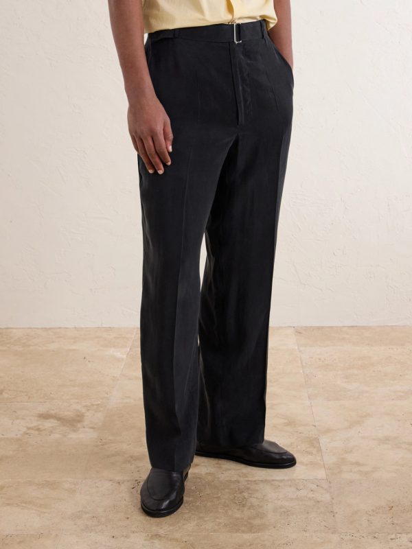 Nash Wide-Leg Belted Pleated Canvas Trousers - FR Nash Wide-Leg Belted Pleated Canvas Trousers - FR