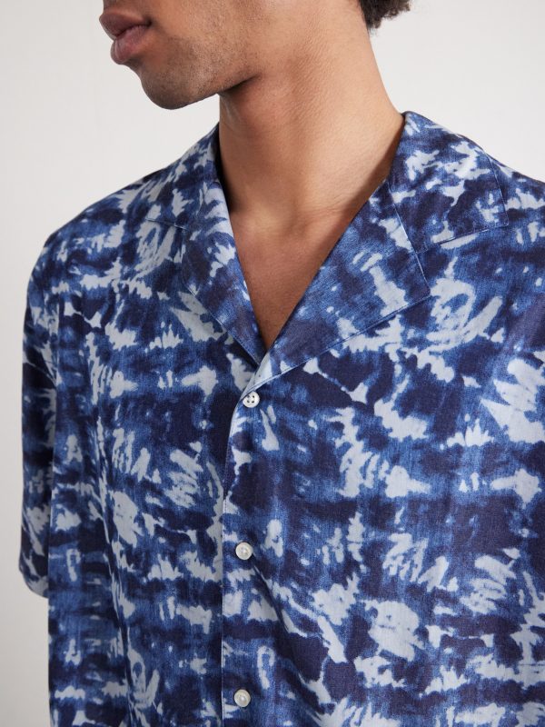 Eren Camp-Collar Tie-Dyed Lyocell Shirt - CU