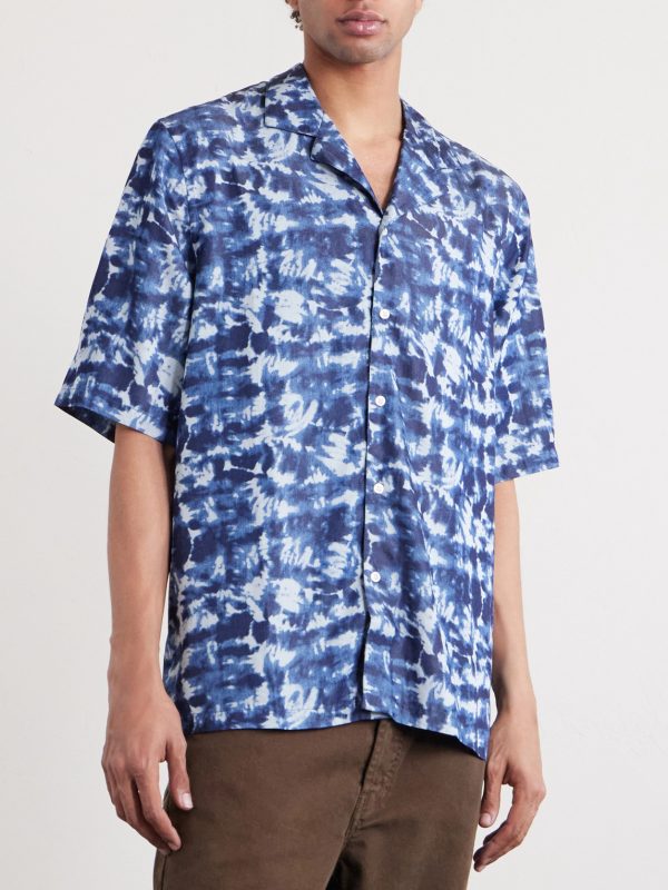 Eren Camp-Collar Tie-Dyed Lyocell Shirt - FR