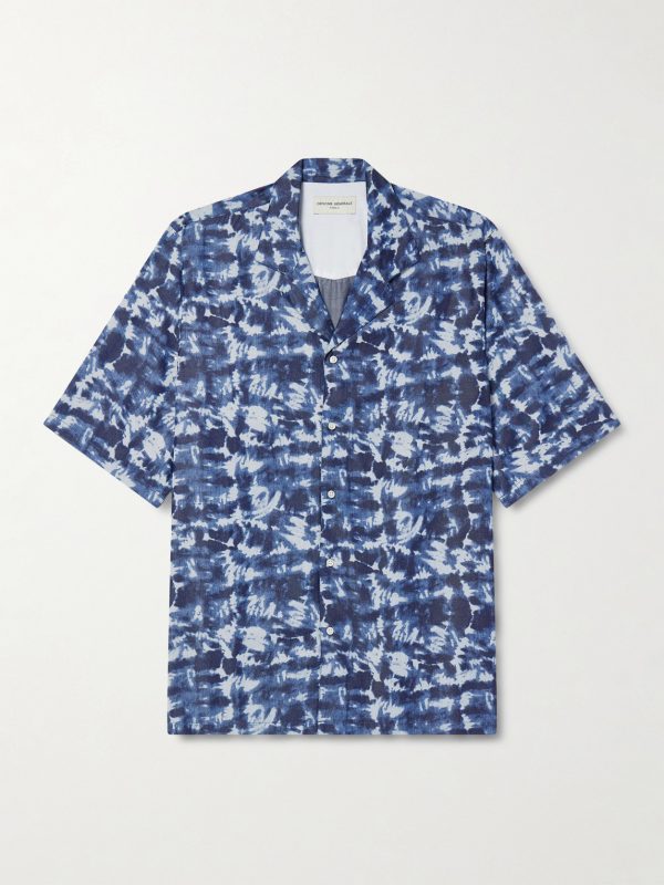 Eren Camp-Collar Tie-Dyed Lyocell Shirt