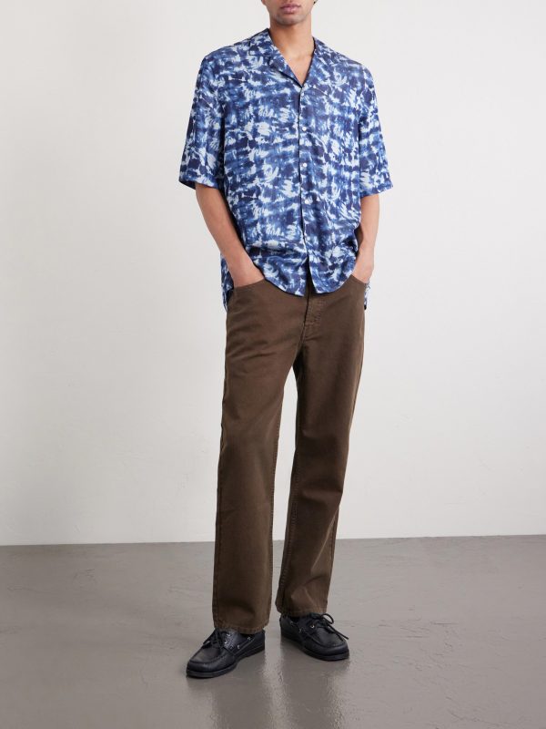 Eren Camp-Collar Tie-Dyed Lyocell Shirt - OU