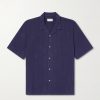 Eren Camp-Collar Cotton and Lyocell-Blend Seersucker Shirt