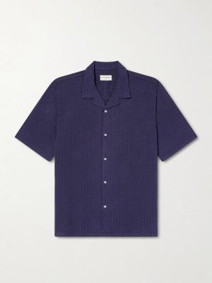 Eren Camp-Collar Cotton and Lyocell-Blend Seersucker Shirt
