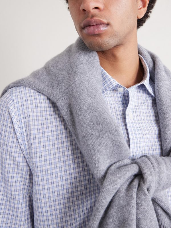 Giacomo Checked Cotton, Lyocell and Linen-Blend Shirt - CU Giacomo Checked Cotton, Lyocell and Linen-Blend Shirt - CU