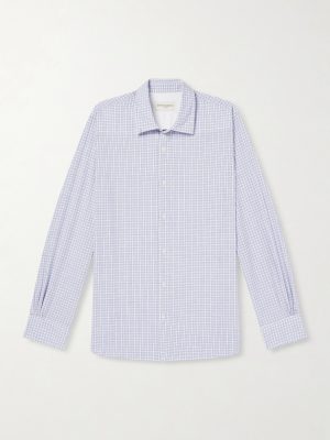 Giacomo Checked Cotton, Lyocell and Linen-Blend Shirt Giacomo Checked Cotton, Lyocell and Linen-Blend Shirt