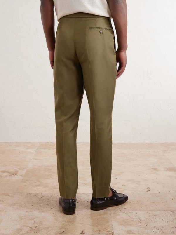 Drew Tapered Pleated Lyocell, Linen and Cotton-Blend Trousers - BK Drew Tapered Pleated Lyocell, Linen and Cotton-Blend Trousers - BK