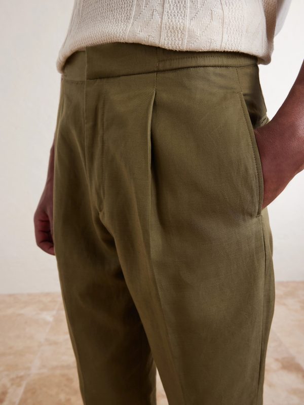 Drew Tapered Pleated Lyocell, Linen and Cotton-Blend Trousers - CU Drew Tapered Pleated Lyocell, Linen and Cotton-Blend Trousers - CU