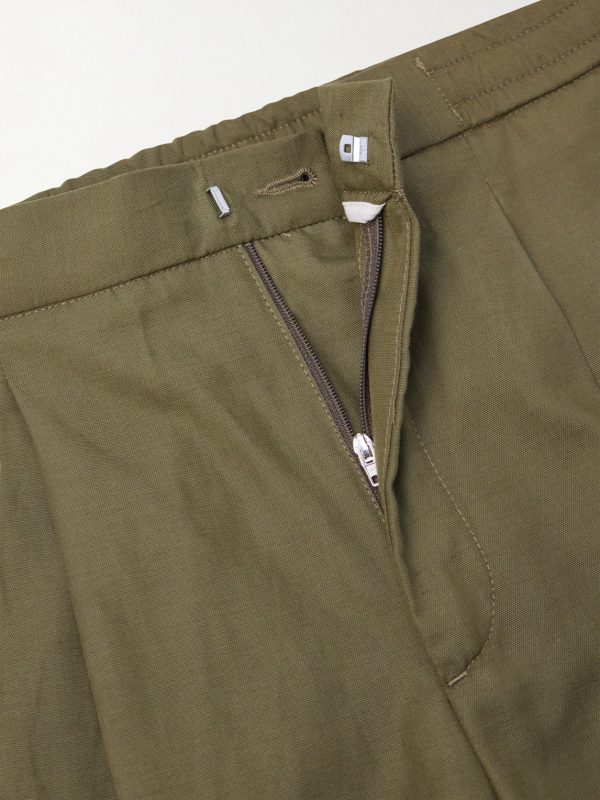 Drew Tapered Pleated Lyocell, Linen and Cotton-Blend Trousers - E1 Drew Tapered Pleated Lyocell, Linen and Cotton-Blend Trousers - E1