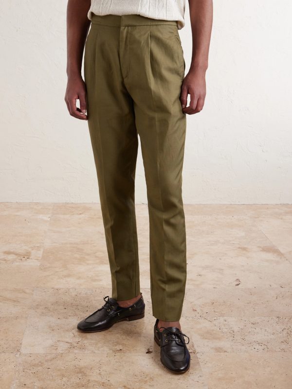 Drew Tapered Pleated Lyocell, Linen and Cotton-Blend Trousers - FR Drew Tapered Pleated Lyocell, Linen and Cotton-Blend Trousers - FR
