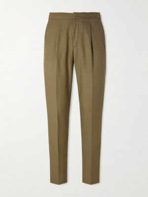 Drew Tapered Pleated Lyocell, Linen and Cotton-Blend Trousers