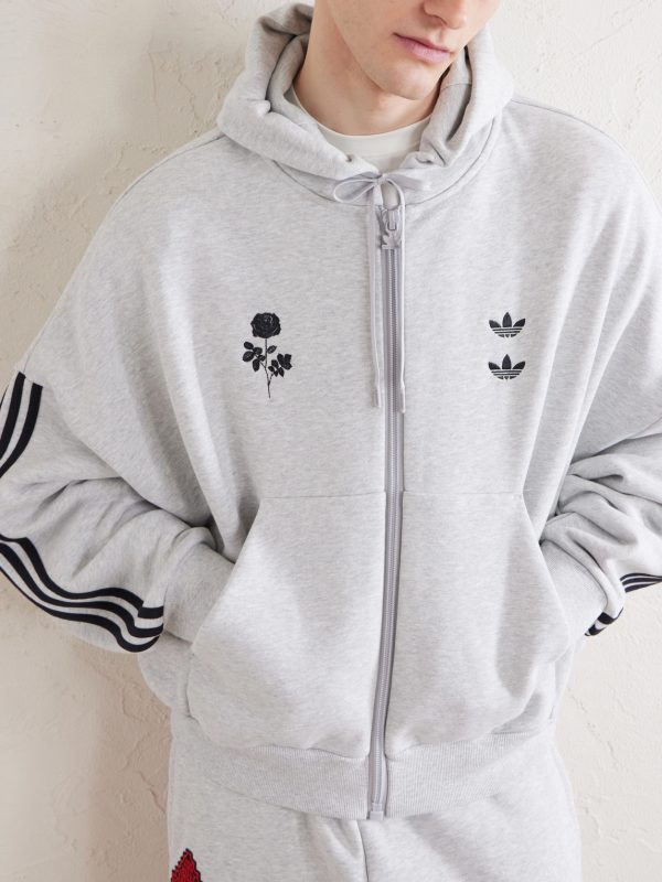 +Willy Chavarria Hooded Embroidered Zip-Up Cotton-Blend Sweater - CU +Willy Chavarria Hooded Embroidered Zip-Up Cotton-Blend Sweater - CU